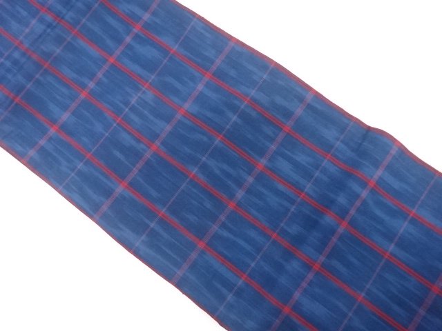 格子模様織り出し　開き名古屋帯（額縁仕立て）